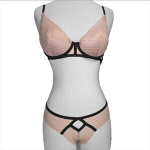 Victoria’s Secret Matching Bra & Panty Set in Fishnet - 32D/Small